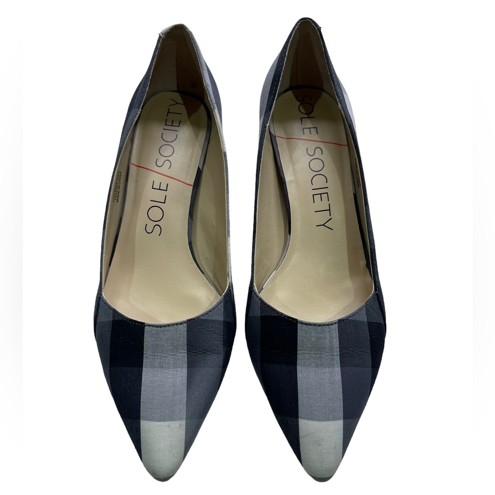 Sole Society - black plaid fabric heel - size 6.5 M